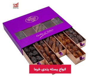 انواع بسته بندی های کارتنی و پلاستیکی خرما برای بازار داخلی